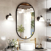 thin black metal frame bathroom mirror